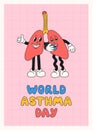 World Asthma Day banner in retro cartoon style