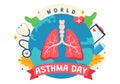 World Asthma Day Vector Illustration on May 2 with Inhaler, Medical Equipment and Health Prevention Lungs in Healthcare