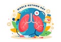 World Asthma Day Vector Illustration on May 2 with Inhaler, Medical Equipment and Health Prevention Lungs in Healthcare