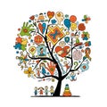 World autism awareness day. Art concept tree. Symbol of autism. Sketch for your design