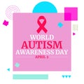 World Autism awareness day minimalist design with colorful shapes and text Royalty Free Stock Photo