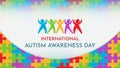 World autism awareness day wallpaper with kids flat illustration background Royalty Free Stock Photo