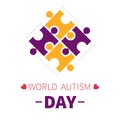 World autism day isolated icon puzzle pieces or jigsaw Royalty Free Stock Photo