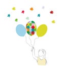 World Autism Day. ÃÂ¡olorful balloon made of puzzle pieces. Three balloons isolated on white background. Vector illustration. Royalty Free Stock Photo