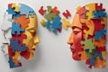 World Autism Day: Paper Heads and Colorful Puzzle Pieces