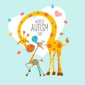 World autism day. Vector illustration in cartoon style