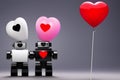 In a world of automation and advanced technology, two robots find solace in each other's arms