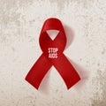 World Awareness AIDS Day. Realistic red Ribbon
