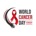 World awareness ribbon cancer day vector template