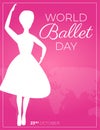 World Ballet Day Pink Ballerina Background Illustration