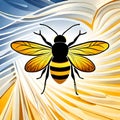 World Bee Day 20 May Graphic icon blues yellow black and white, copy space 1