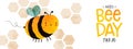 World Bee Day cute bumblebee cartoon banner Royalty Free Stock Photo