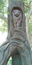 Wood carving lion & crocodile best photo Banglore