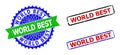 WORLD BEST Rosette and Rectangle Bicolor Watermarks with Grunged Surfaces