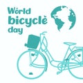 World Bicycle Day Poster with green bike silhouette vector. Green bicycle icon vector. Bike silhouette isolated on a Royalty Free Stock Photo