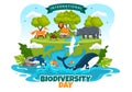 World Biodiversity Day on May 22 Illustration with Biological Diversity, Earth and Animal in Flat Cartoon Hand Drawn Templates