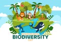World Biodiversity Day on May 22 Illustration with Biological Diversity, Earth and Animal in Flat Cartoon Hand Drawn Templates
