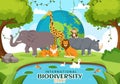 World Biodiversity Day on May 22 Illustration with Biological Diversity, Earth and Animal in Flat Cartoon Hand Drawn Templates