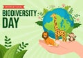 World Biodiversity Day on May 22 Illustration with Biological Diversity, Earth and Animal in Flat Cartoon Hand Drawn Templates