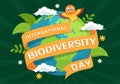 World Biodiversity Day on May 22 Illustration with Biological Diversity, Earth and Animal in Flat Cartoon Hand Drawn Templates