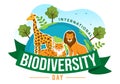 World Biodiversity Day on May 22 Illustration with Biological Diversity, Earth and Animal in Flat Cartoon Hand Drawn Templates