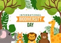 World Biodiversity Day on May 22 Illustration with Biological Diversity, Earth and Animal in Flat Cartoon Hand Drawn Templates