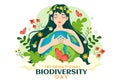 World Biodiversity Day on May 22 Illustration with Biological Diversity, Earth and Animal in Flat Cartoon Hand Drawn Templates