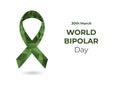 World bipolar awareness day green low poly ribbon