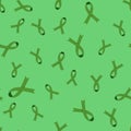 World bipolar day concept. Seamless pattern with green awareness ribbon for social poster, banner, card, flyer