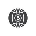 World bitcoin money vector icon