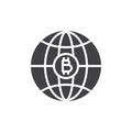 World bitcoin money vector icon