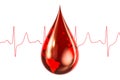 World blood donor day concept. Blood drop with texture of world, 3D rendering