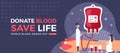 World blood donor day - donate doctors are helping to accept blood donations from the big arm vector design