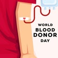 world blood donor day with the donorship in red shirt