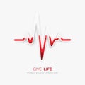 World blood donor day. Heartbeat icon glass and blood inside. Vector illustration