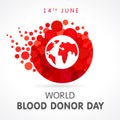 World blood donor day, map and lettering