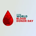 World Blood Donor Day vector background. Awareness poster with red paper cut blood drop. 14 june. Hemophilia day concept Royalty Free Stock Photo