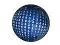 The world in blue with a binary code pattern on transparent background Royalty Free Stock Photo