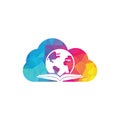 World book cloud shape concept logo design vector.