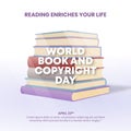 World Book And Copyright Day background with stacked books Royalty Free Stock Photo