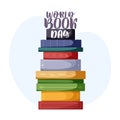 World book day. Big stack of various books isolated on a white background. Pile of colorful books Royalty Free Stock Photo