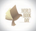 World book day card design with flying book like a bird
