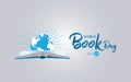 World Book Day Concept. Vector Illustration with open book and world sun concept. Royalty Free Stock Photo