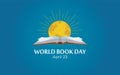 World Book Day Concept. Vector Illustration with open book and world sun concept. Royalty Free Stock Photo