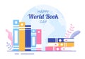 World Book Day Flat Cartoon Background Illustration. Stack of Books to Reading, Increase Insight and Knowledge