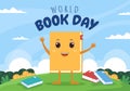 World Book Day Flat Cartoon Background Illustration. Stack of Books to Reading, Increase Insight and Knowledge