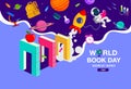 World book day, reading Imagination., back to school, template banner,
