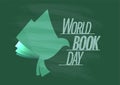 World book day vector banner with green chalkboard