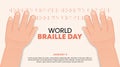 World braille day background with hands is reading braille Royalty Free Stock Photo