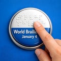 World Braille Day January Fourth Button Concept Highlighting Tactile Reading And Accessibility Royalty Free Stock Photo